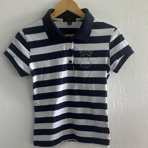 Tous Navy and White Striped Polo, medium junior size